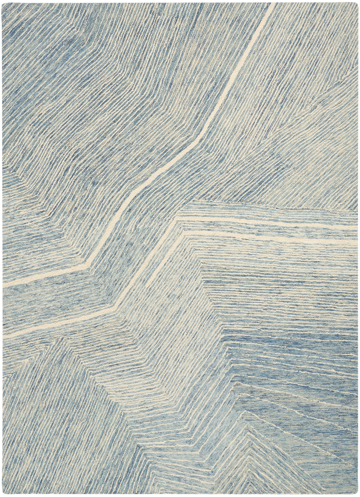 DKNY Pure Angles ANG01 Ivory Blue Contemporary Hand Tufted Rug