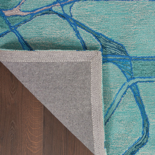 Nourison Home Symmetry Aqua Blue Contemporary
