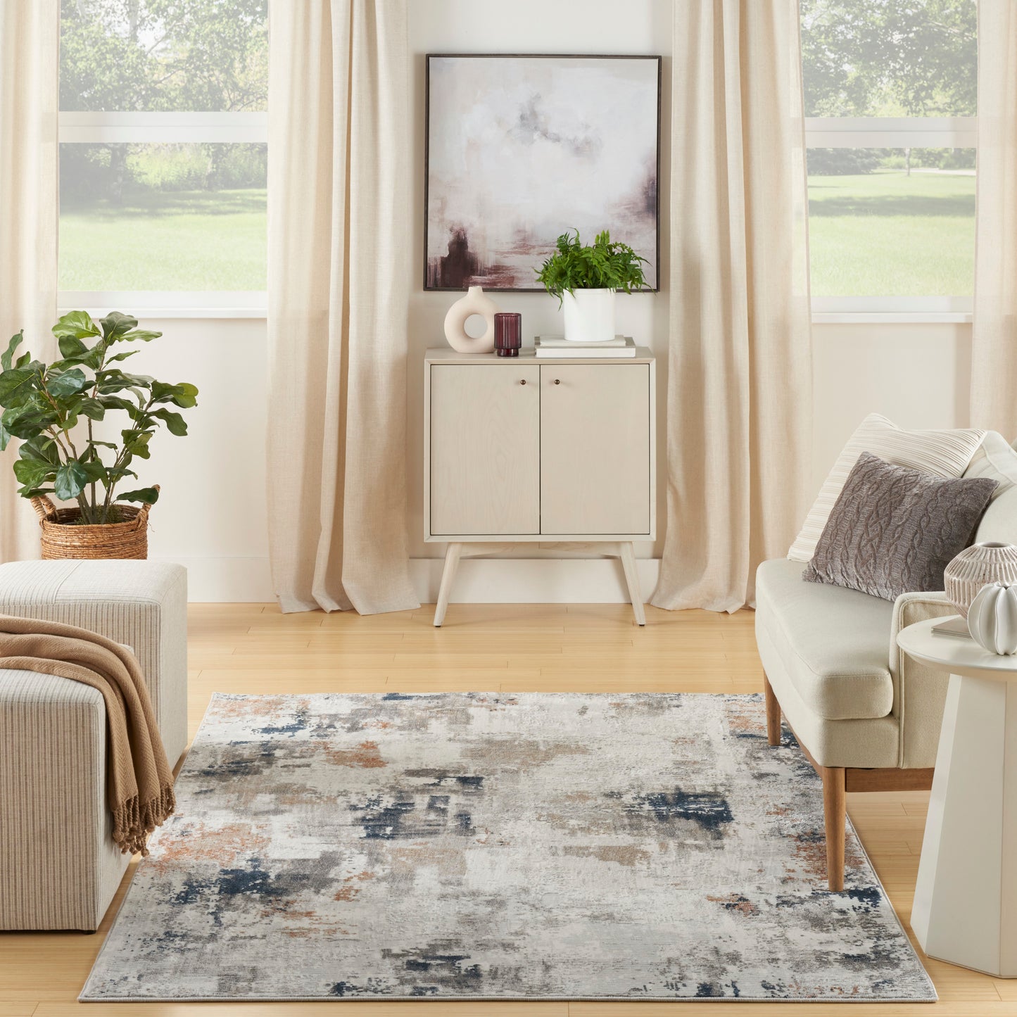 Nourison Home Home Texture Grey Blue Contemporary