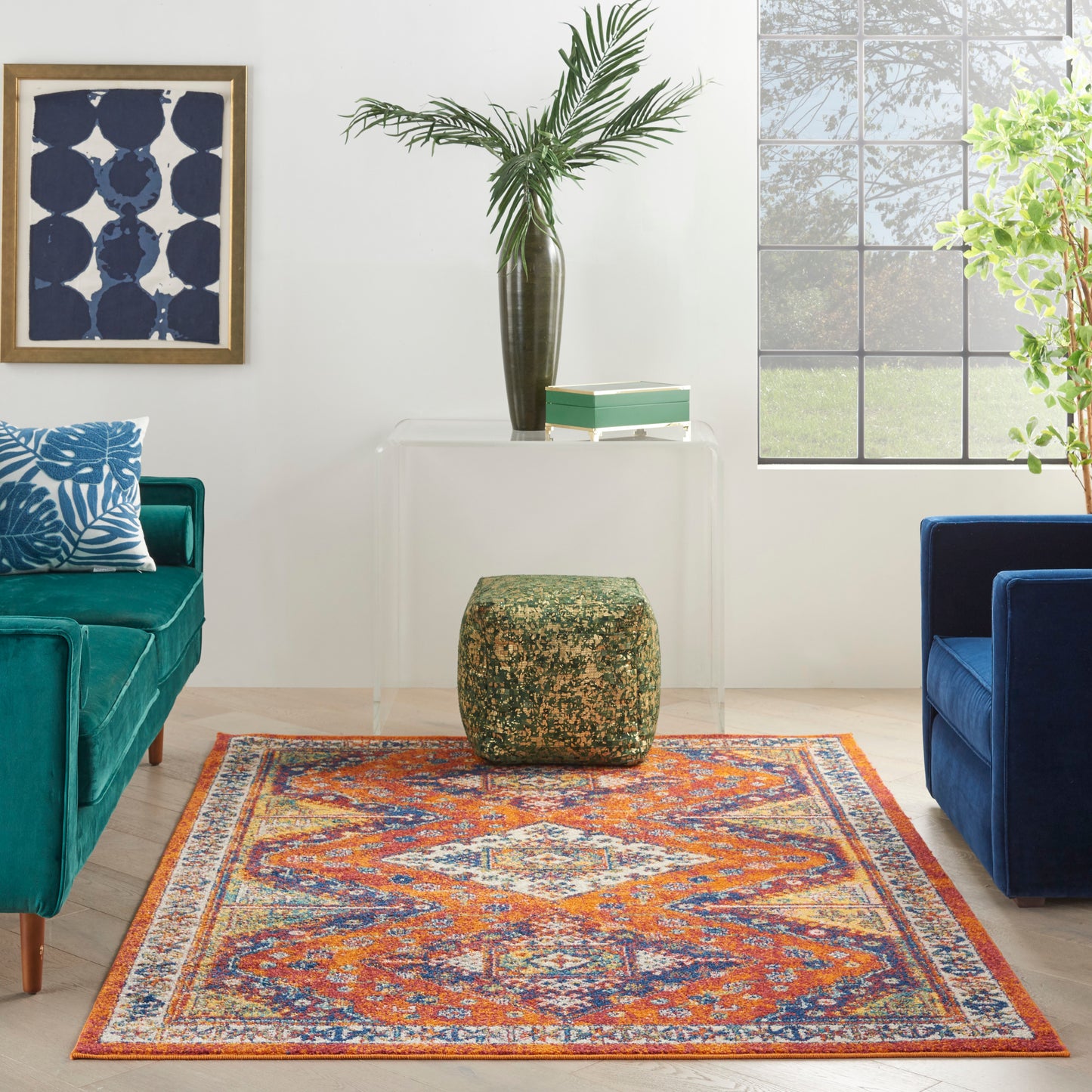 Nourison Home Allur Orange Multicolor Transitional