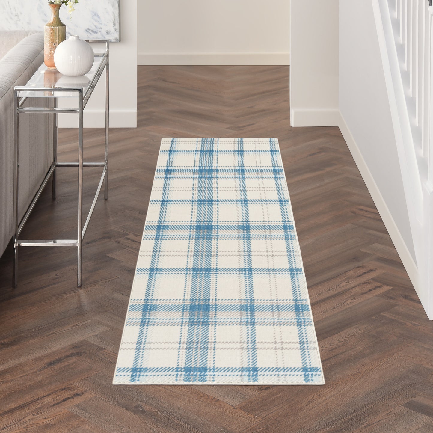 Nourison Home Grafix Ivory Blue Contemporary