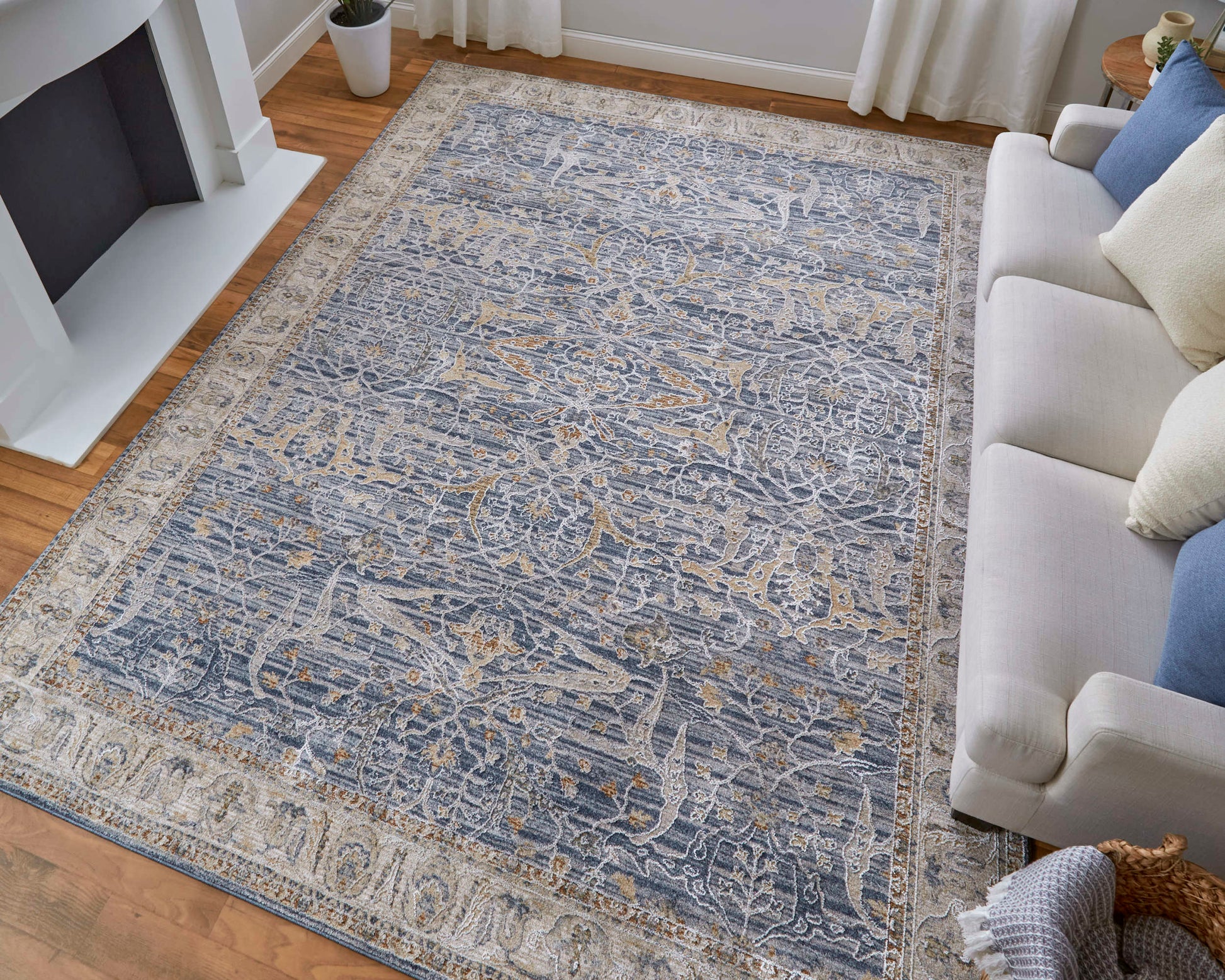 Feizy Pasha 39M4F Blue Transitional/Bohemian & Eclect Machinemade Rug