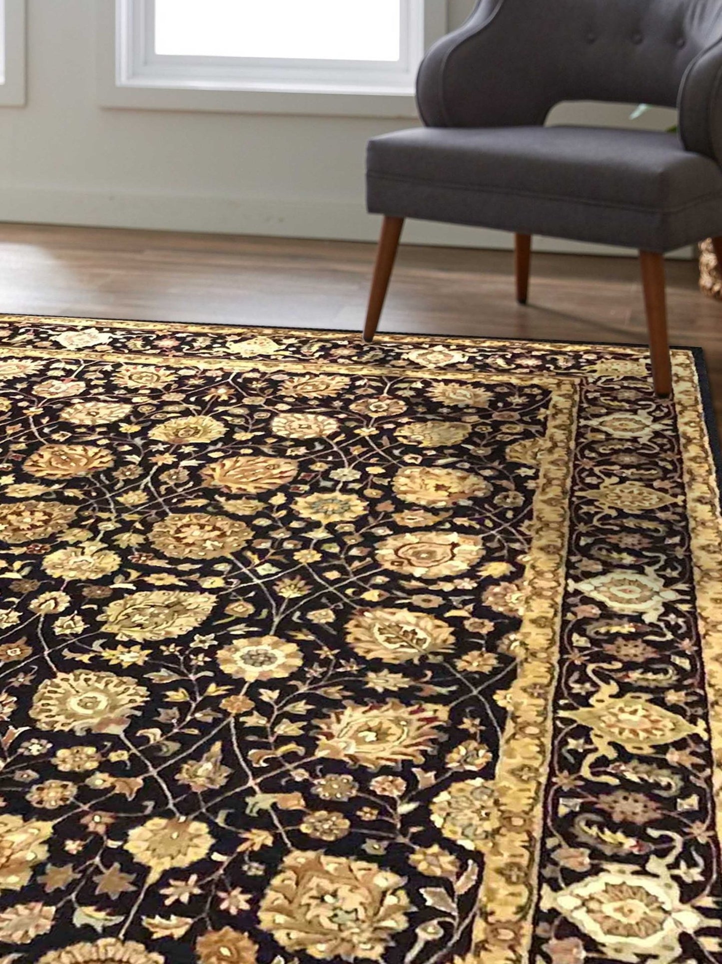 Artisan Zorina Black Black Traditional Tufted Rug - Rugs - Artisan - Atlanta Designer Rugs