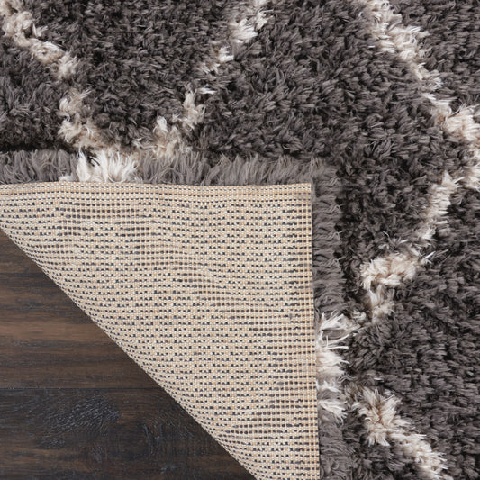 Nourison Home Luxe Shag Charcoal Beige Contemporary