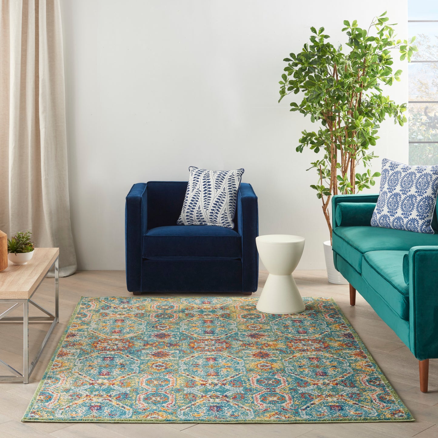 Nourison Home Allur Turquoise Multicolor Transitional