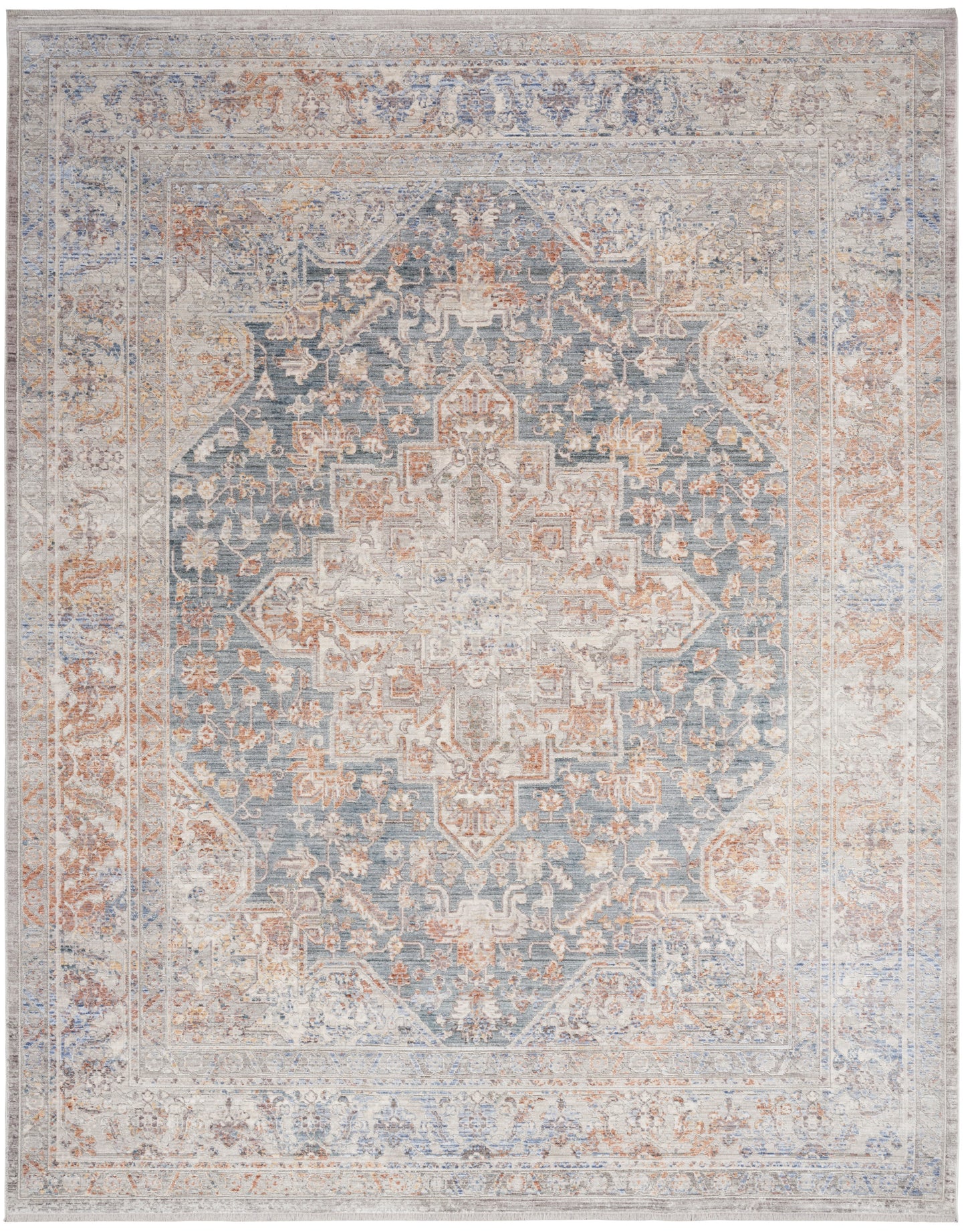 Nourison Home Elegant Heirlooms ELH01 Ivory Blue Traditional Power-loomed Rug