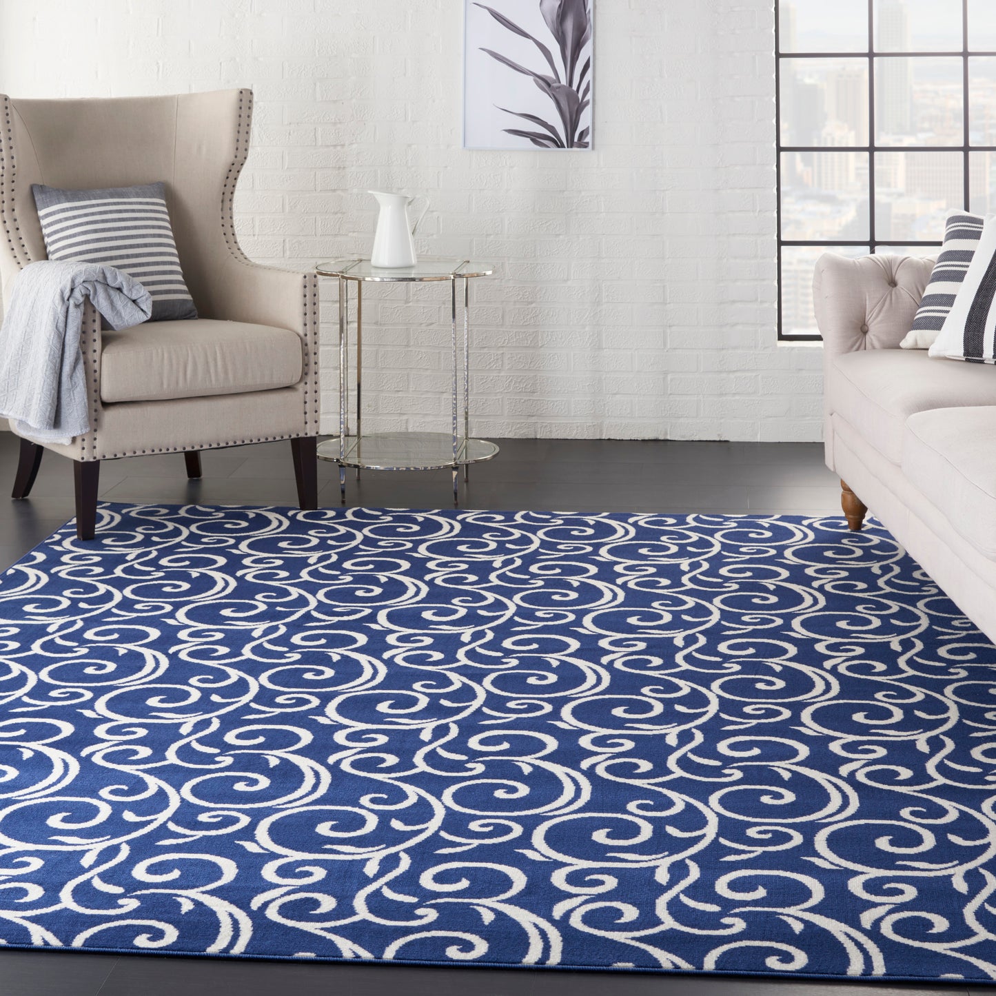 Nourison Home Grafix Navy Contemporary