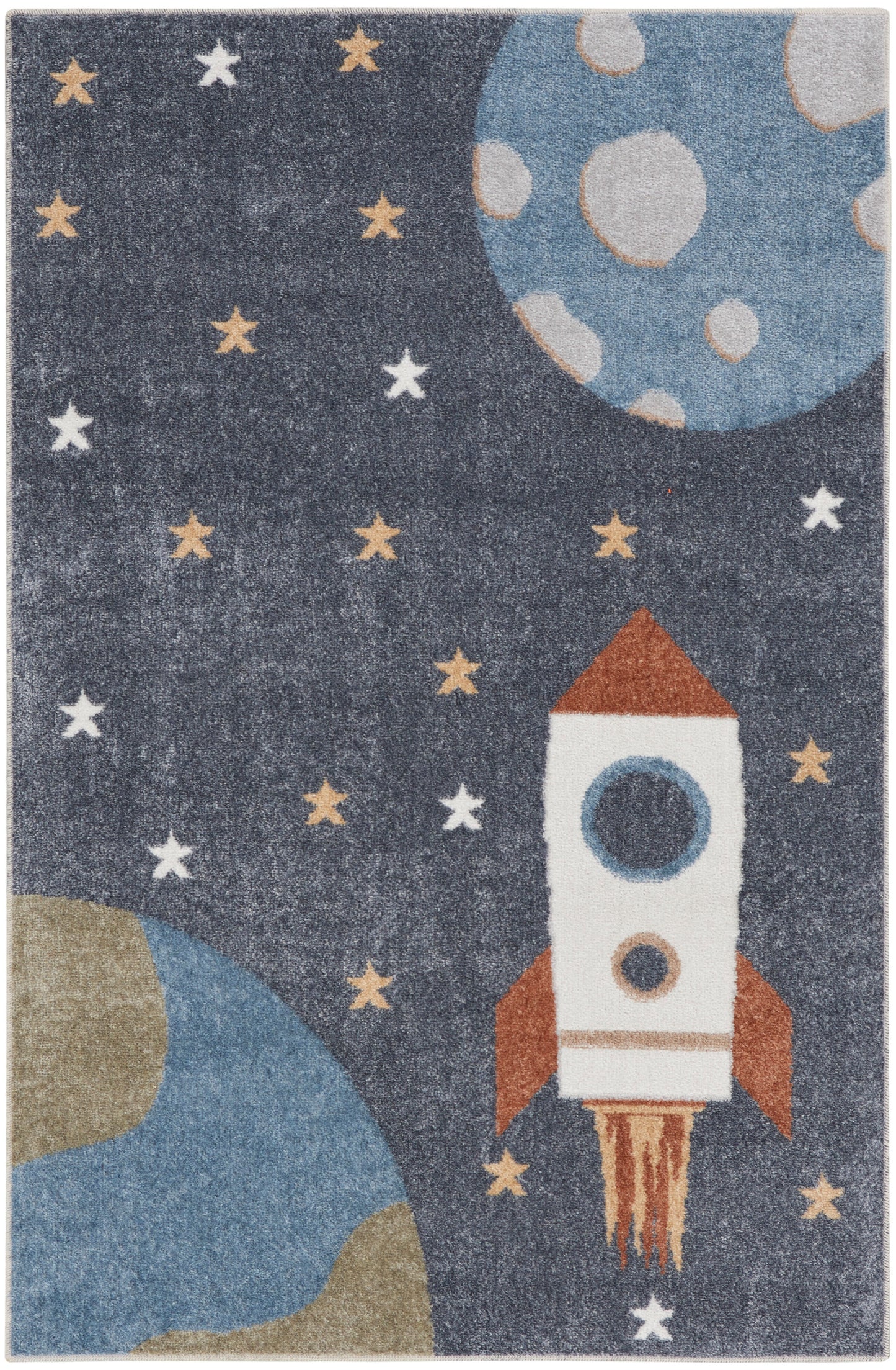 Nourison Home Astra Machine Washable ASW06 Sky Blue Contemporary Power-loomed Rug