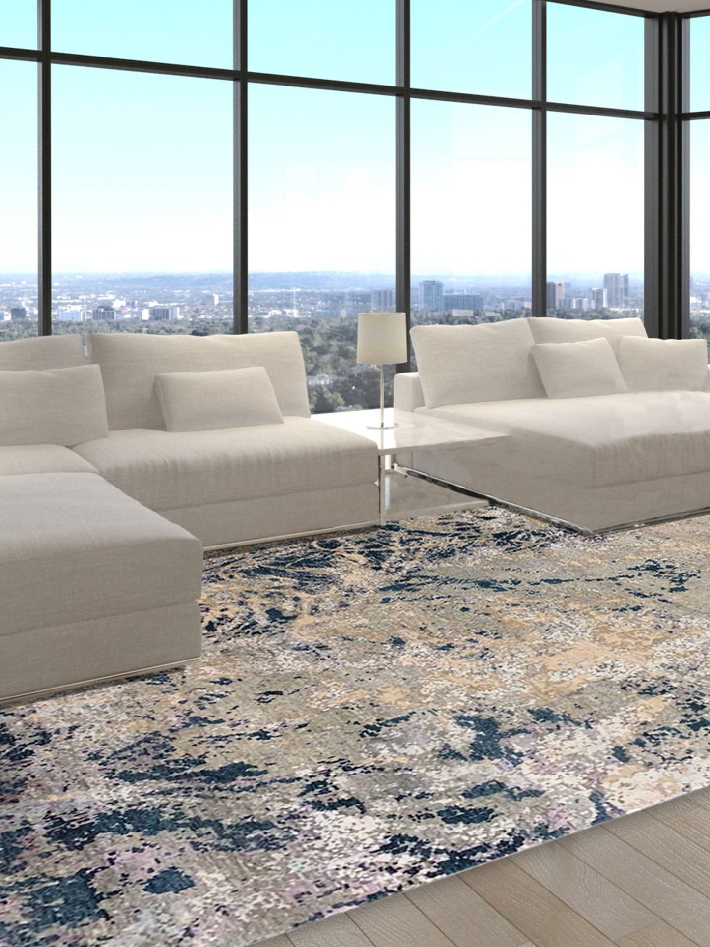 Artisan Adele Grey Blue Transitional Knotted Rug - Rugs - Artisan - Atlanta Designer Rugs