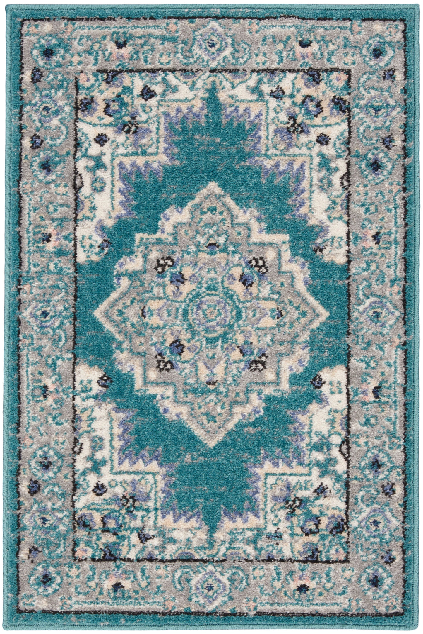 Nourison Home Passion PSN03 Turquoise Grey Transitional Power-loomed Rugs