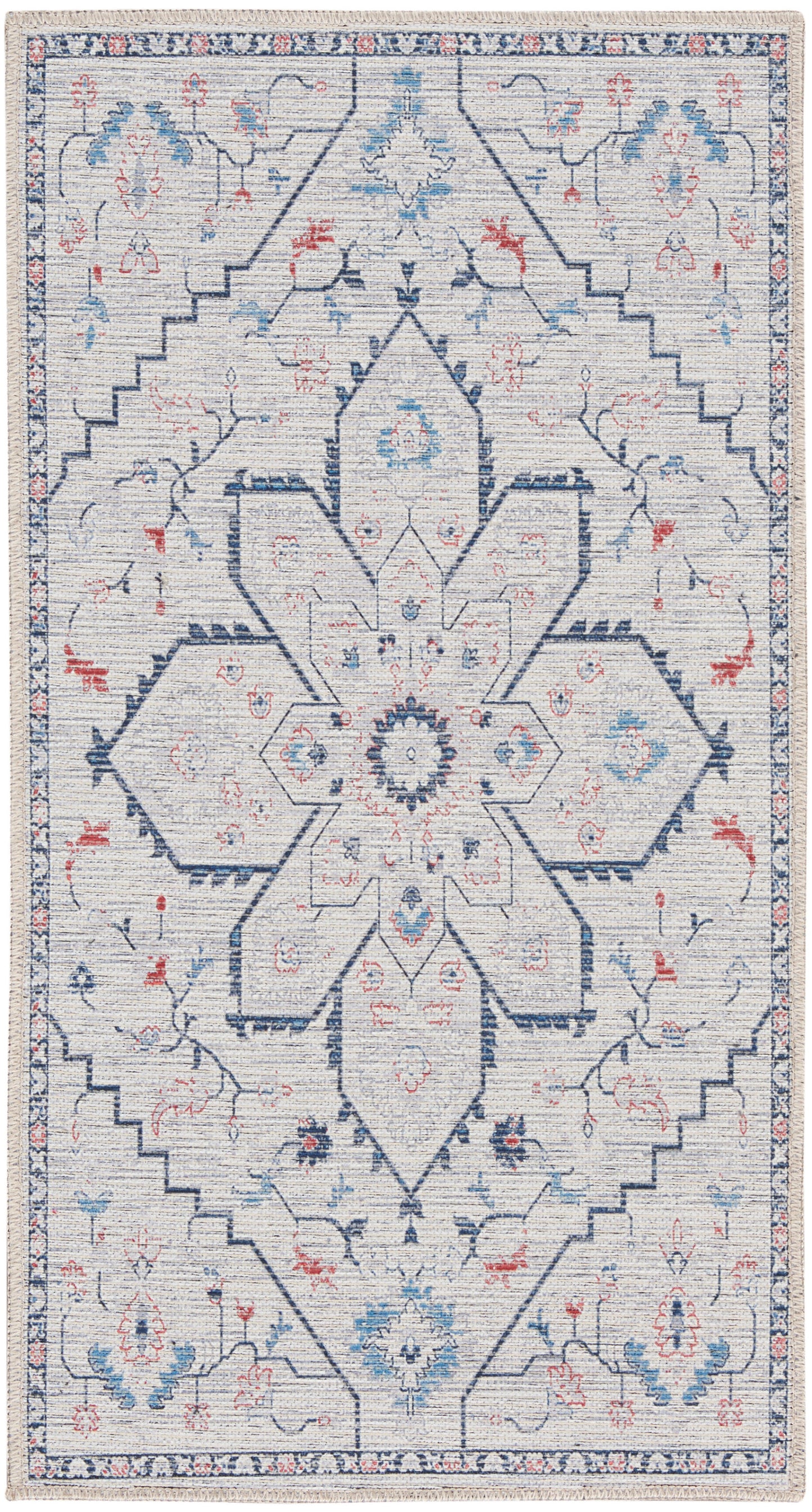 Nourison Home New Concept Washables SR110 Ivory Blue Contemporary Machine Woven Rug