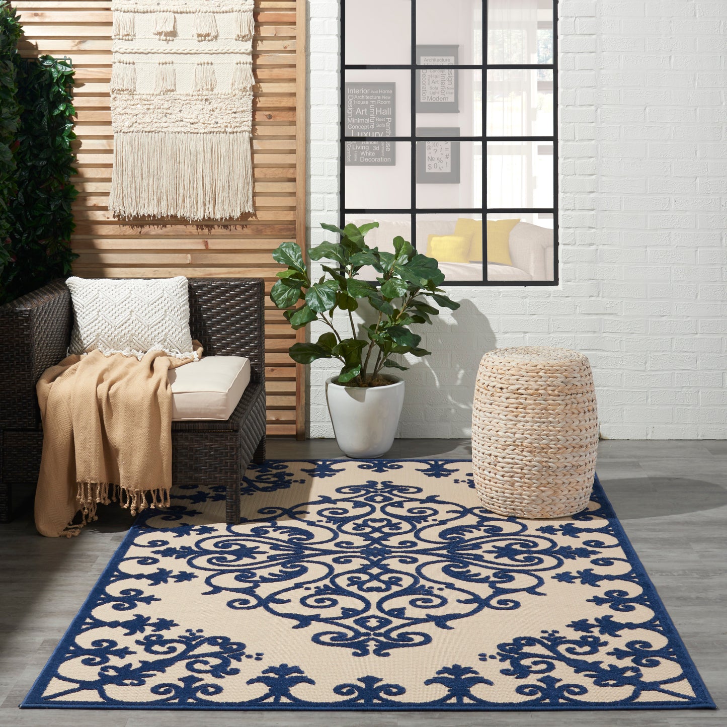 Nourison Home Aloha Navy Contemporary