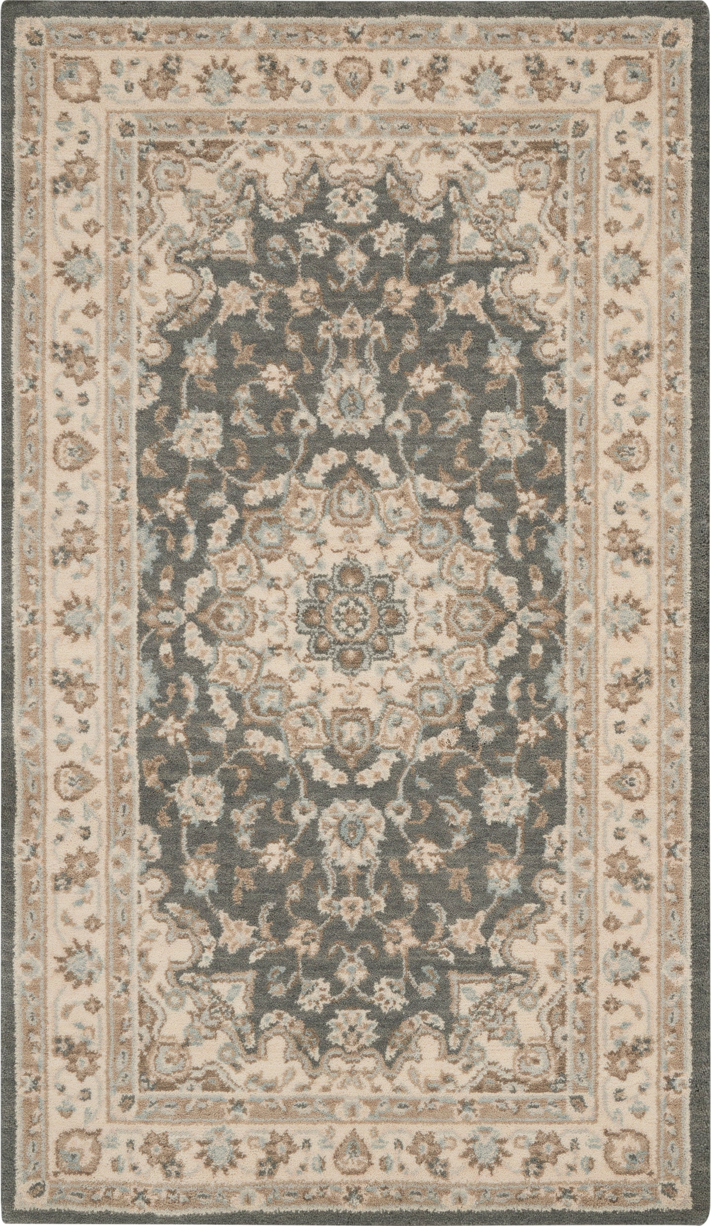 Nourison Home Living Treasures LI15 Grey Ivory Traditional Loom-woven Rug