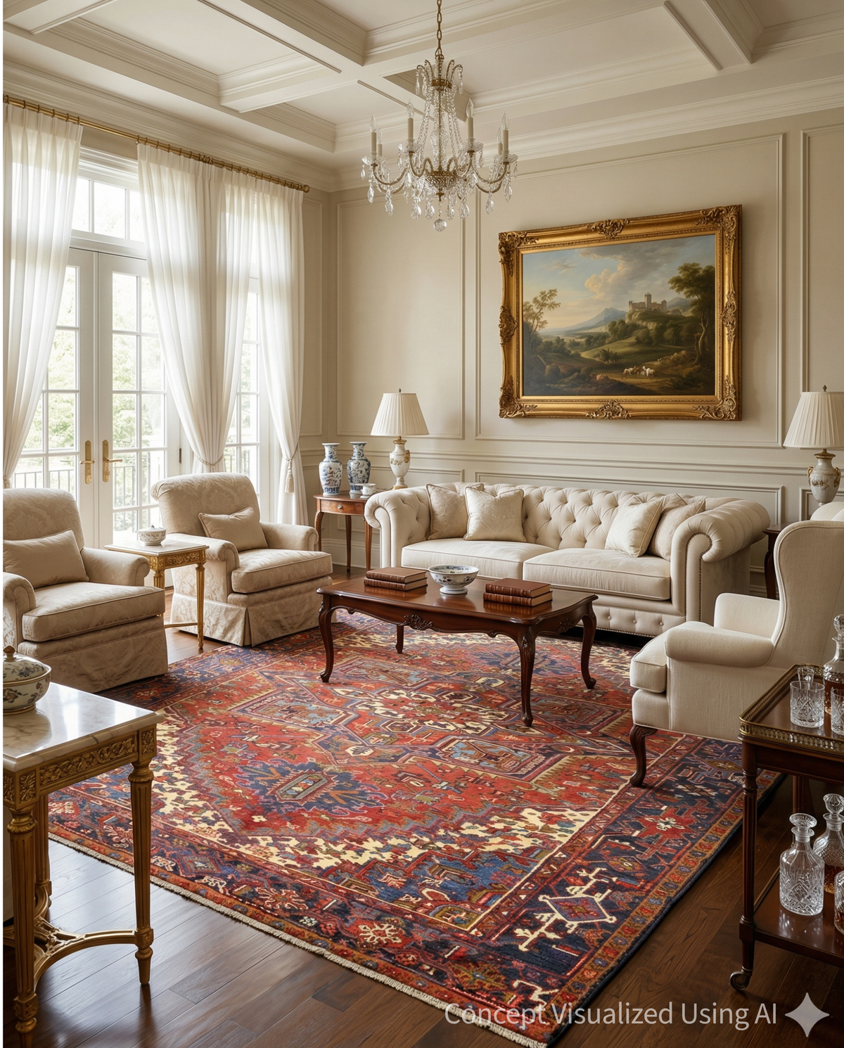 Artisan Persian Traditions Red Charcoal Traditional Knotted Rug for Livingroom