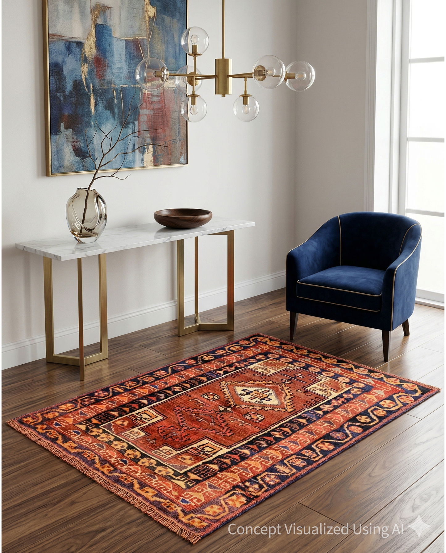 Artisan Persian Traditions Rust Black Traditional Knotted Rug