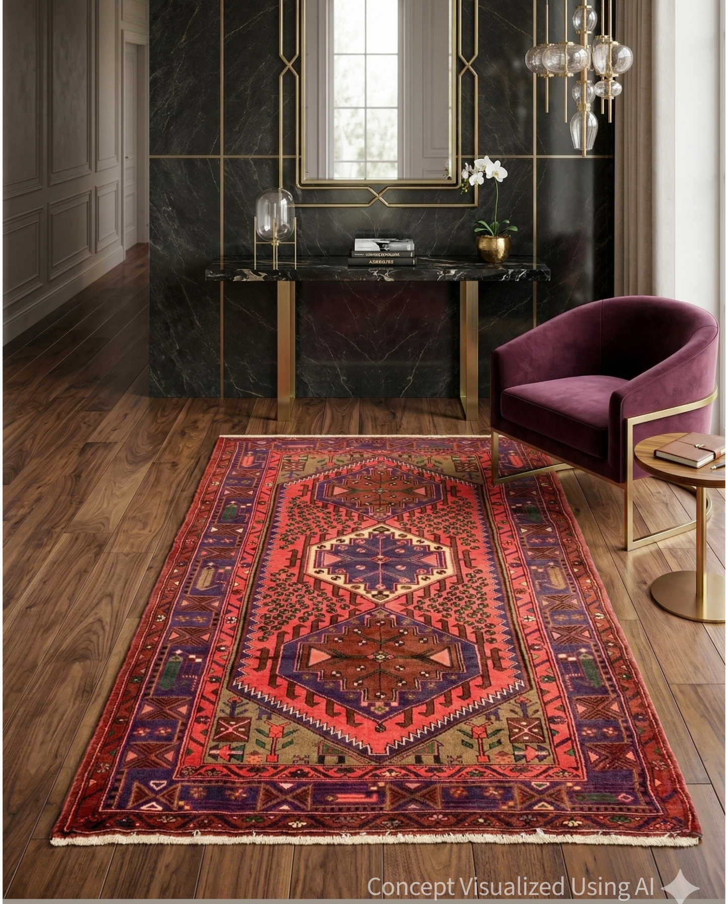Artisan Persian Traditions Rose Plum Traditional Knotted Rug