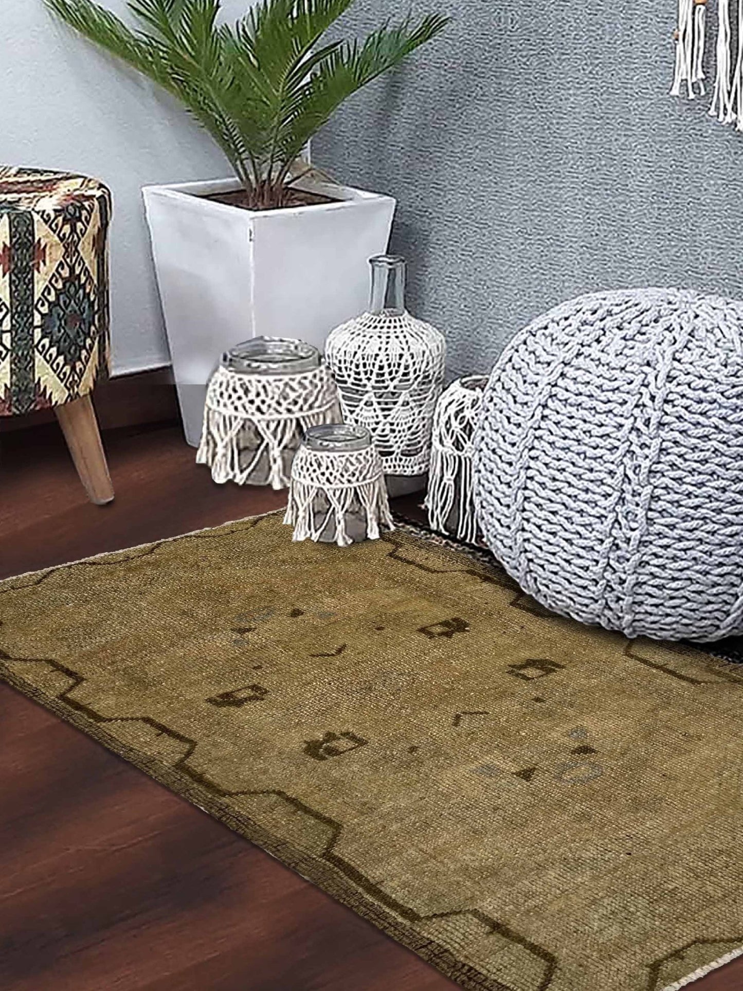 Artisan Angelina Washed Beige Vintage Knotted Rug - Rugs - Artisan - Atlanta Designer Rugs