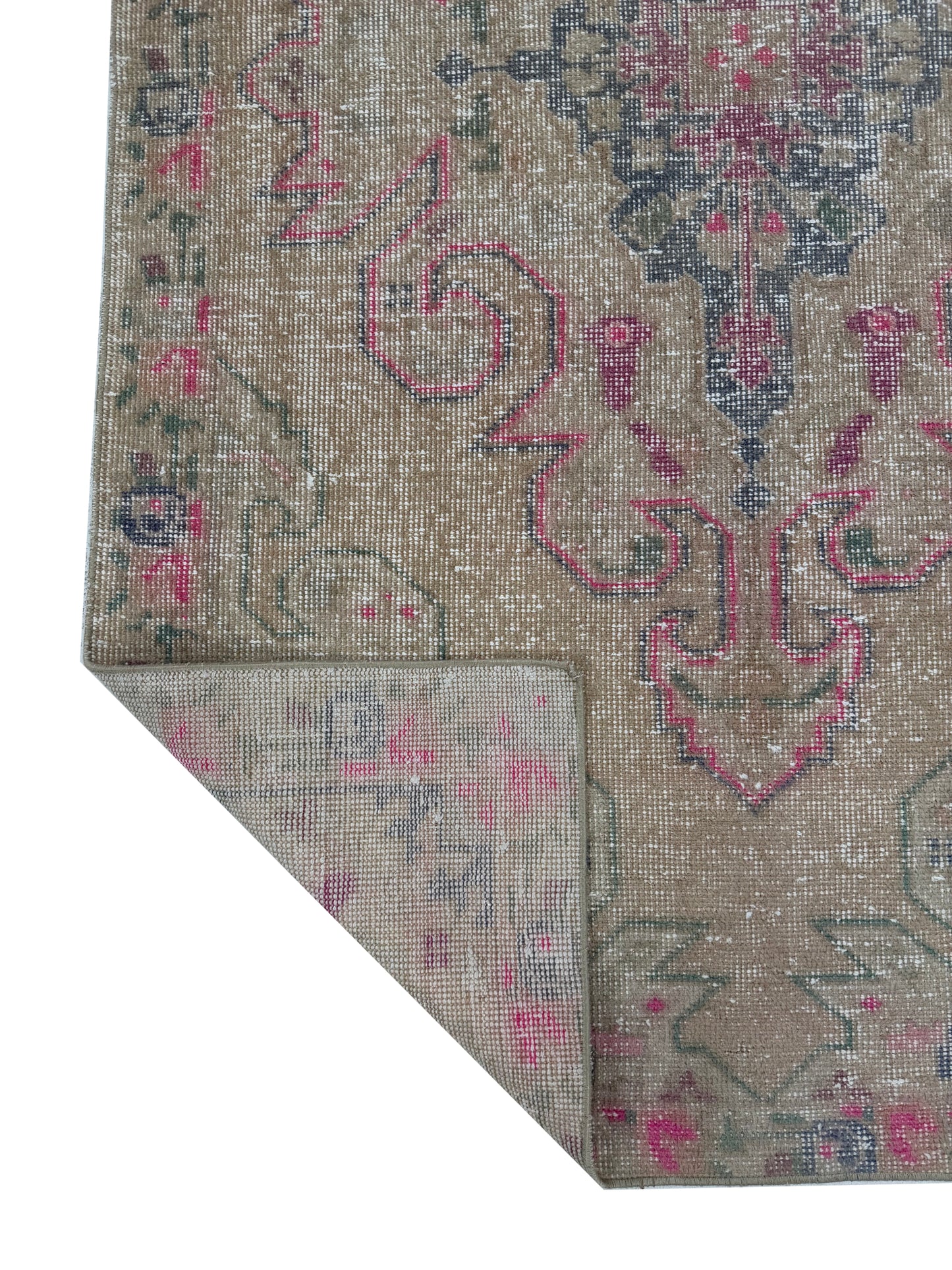 Artisan Angelina Beige Rose Vintage Knotted Rug