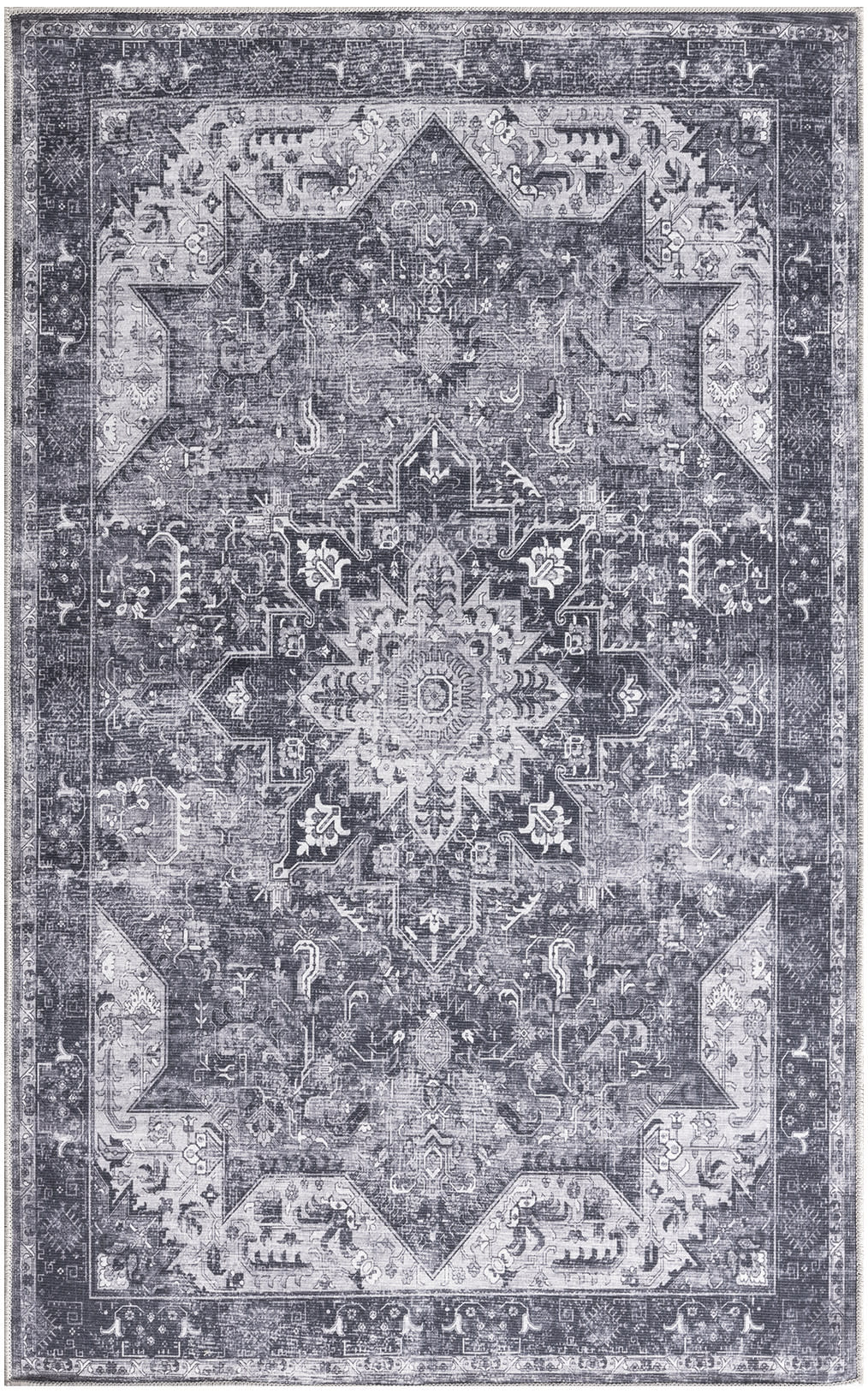 Nourison Home Nourison Washables NWB15 Charcoal Grey Traditional Power-loomed Rug