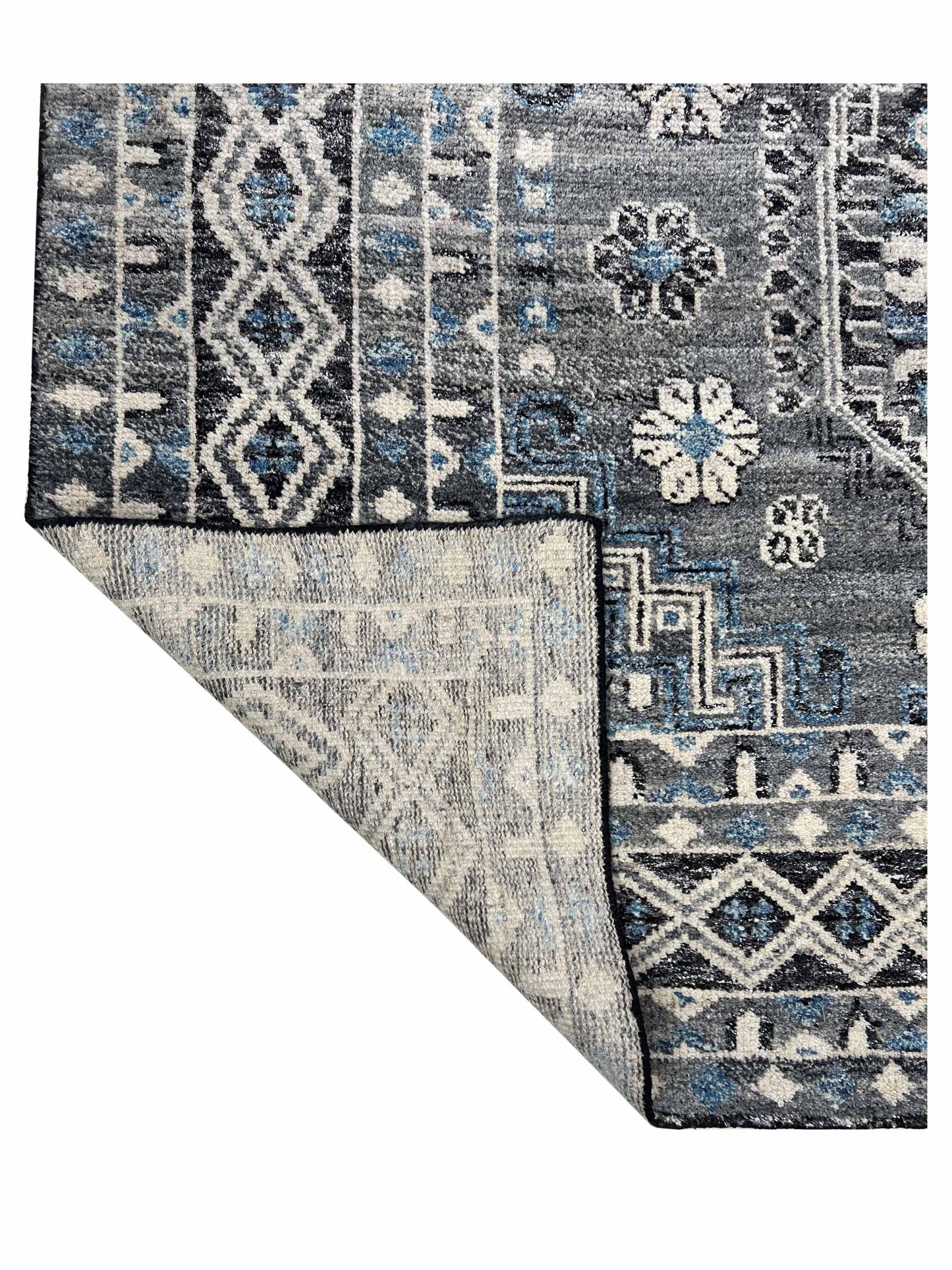 Artisan Modern Oushak Black Blue Knotted Rug