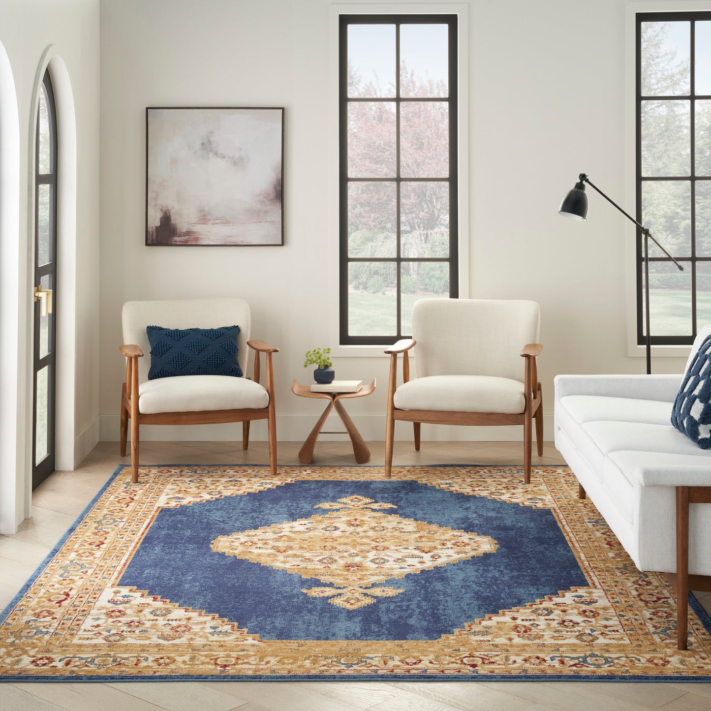 Nourison Home Grafix Navy Gold Traditional