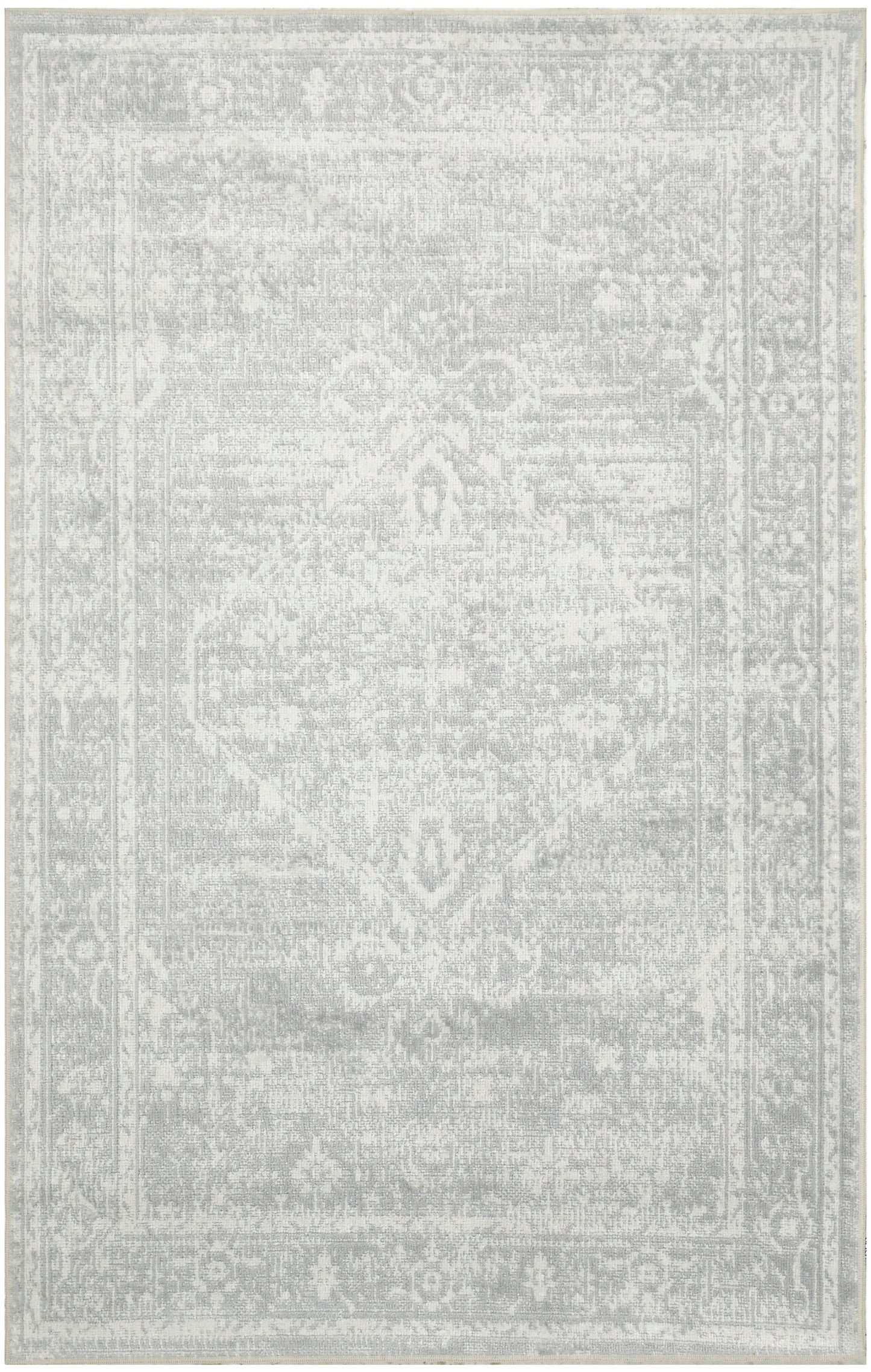 Nourison Home Astra Machine Washable ASW11 Light Grey Traditional Power-loomed Rug
