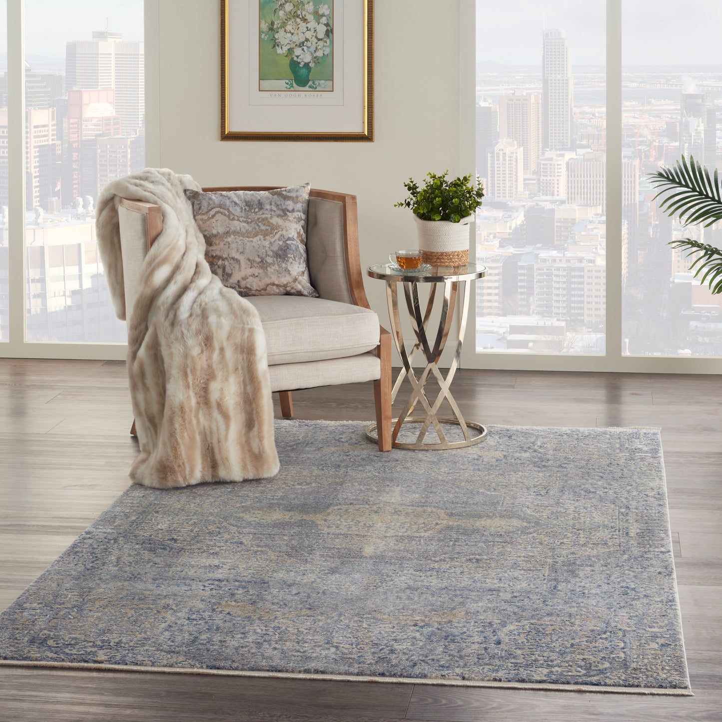 Nourison Home Lustrous Weave Blue Grey