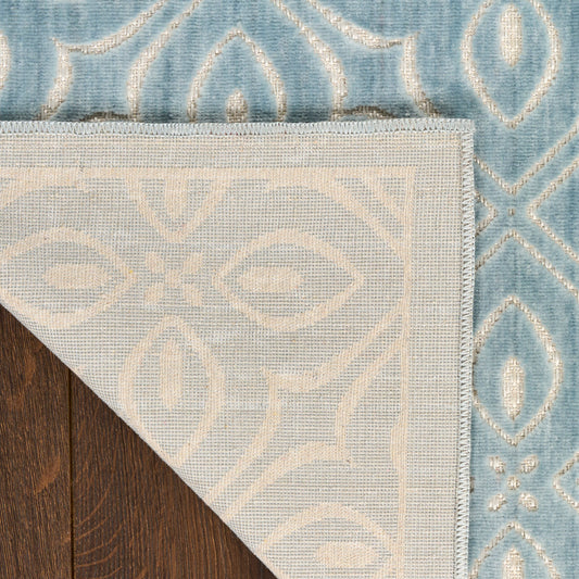 Nourison Home Washable Charm Blue Ivory Contemporary