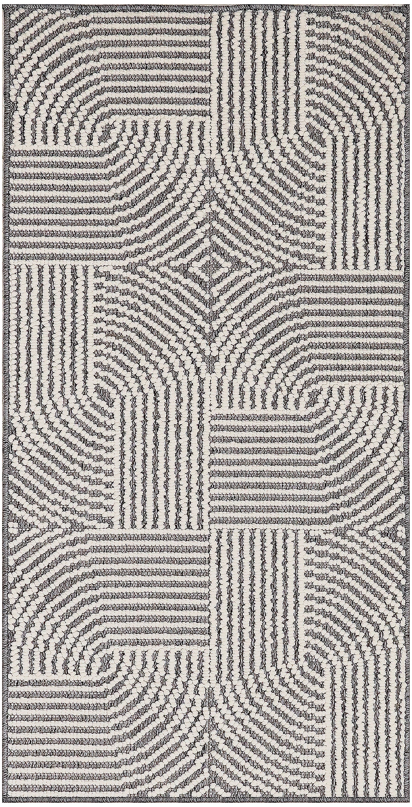 Nourison Home Natural Texture NTX02 Charcoal Ivory Contemporary Power-loomed Rug