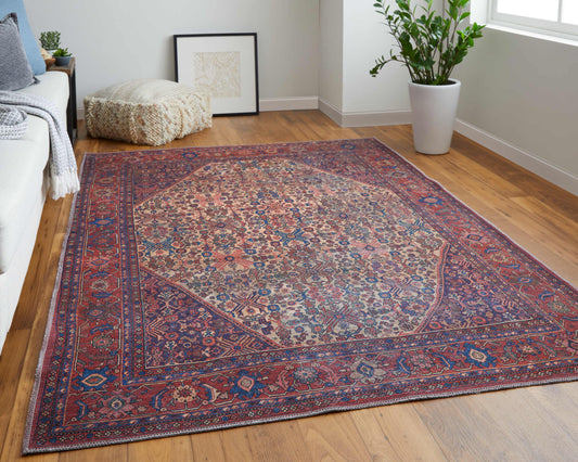 Feizy Rawlins Beige Red Transitional/Bohemian & Eclectic/Vintage