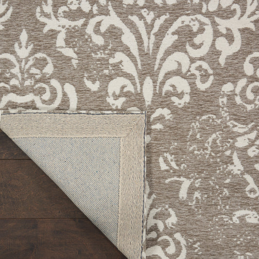 Nourison Home Damask Ivory Grey Traditional