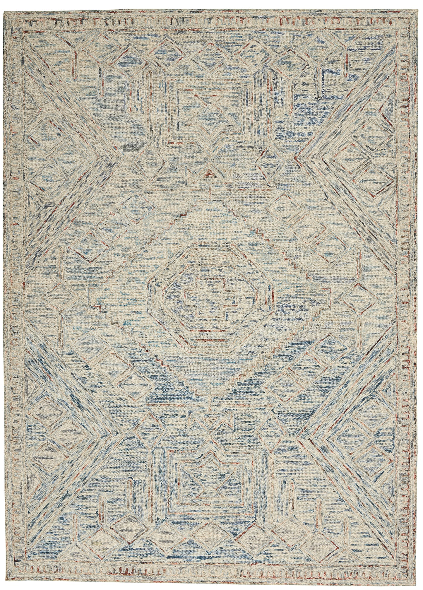 Nourison Home Interlock ITL02 Blue Multicolor Contemporary Tufted Rug