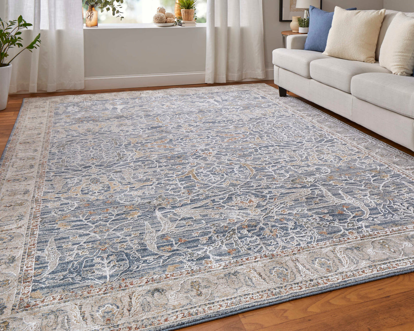 Feizy Pasha 39M4F Blue Transitional/Bohemian & Eclect Machinemade Rug