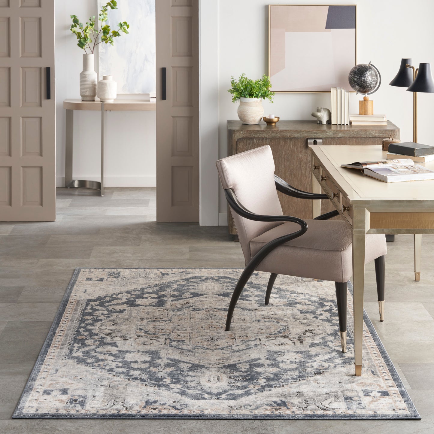 Nourison Home Quarry Ivory Blue Traditional