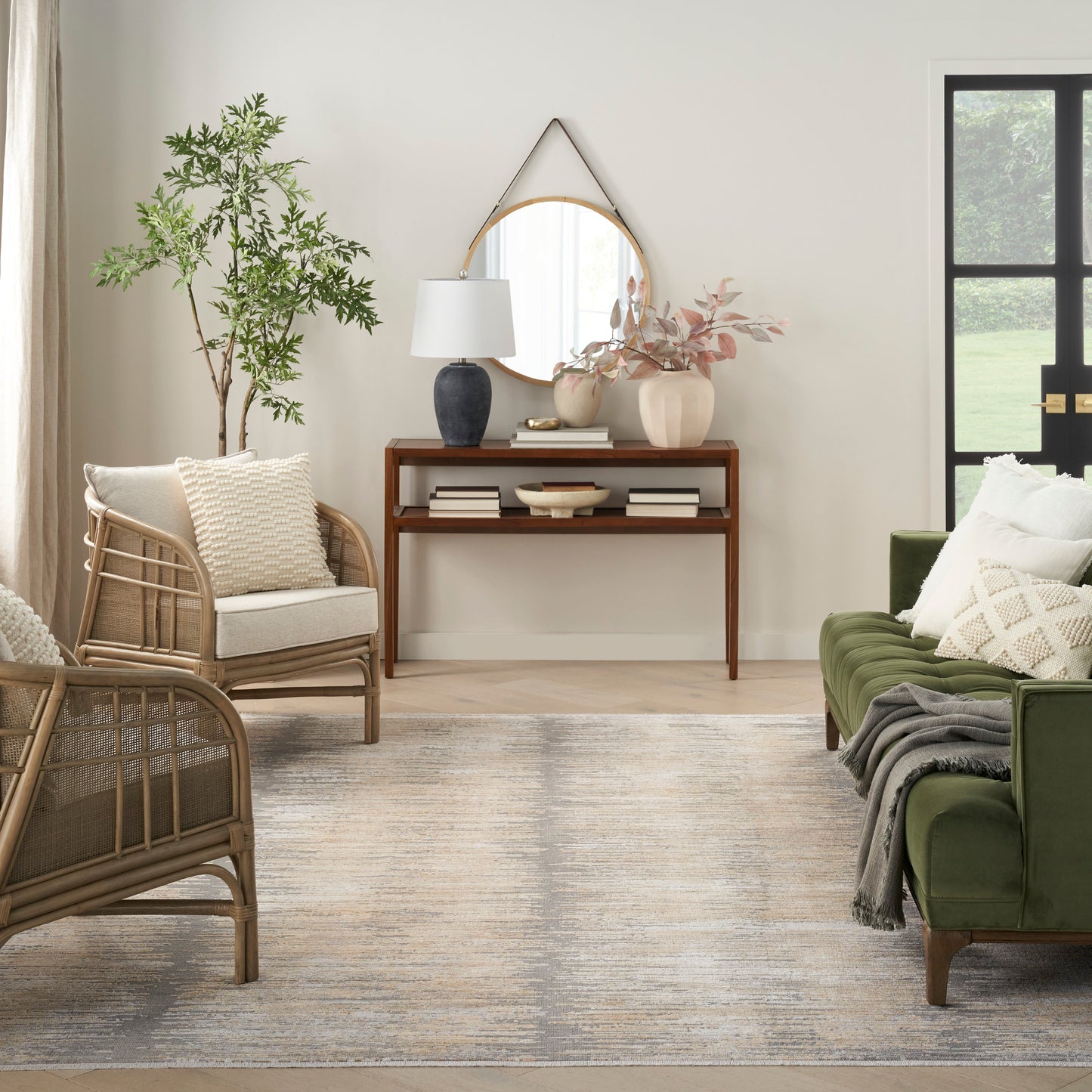 Nourison Home Abstract Hues Grey Gold Contemporary