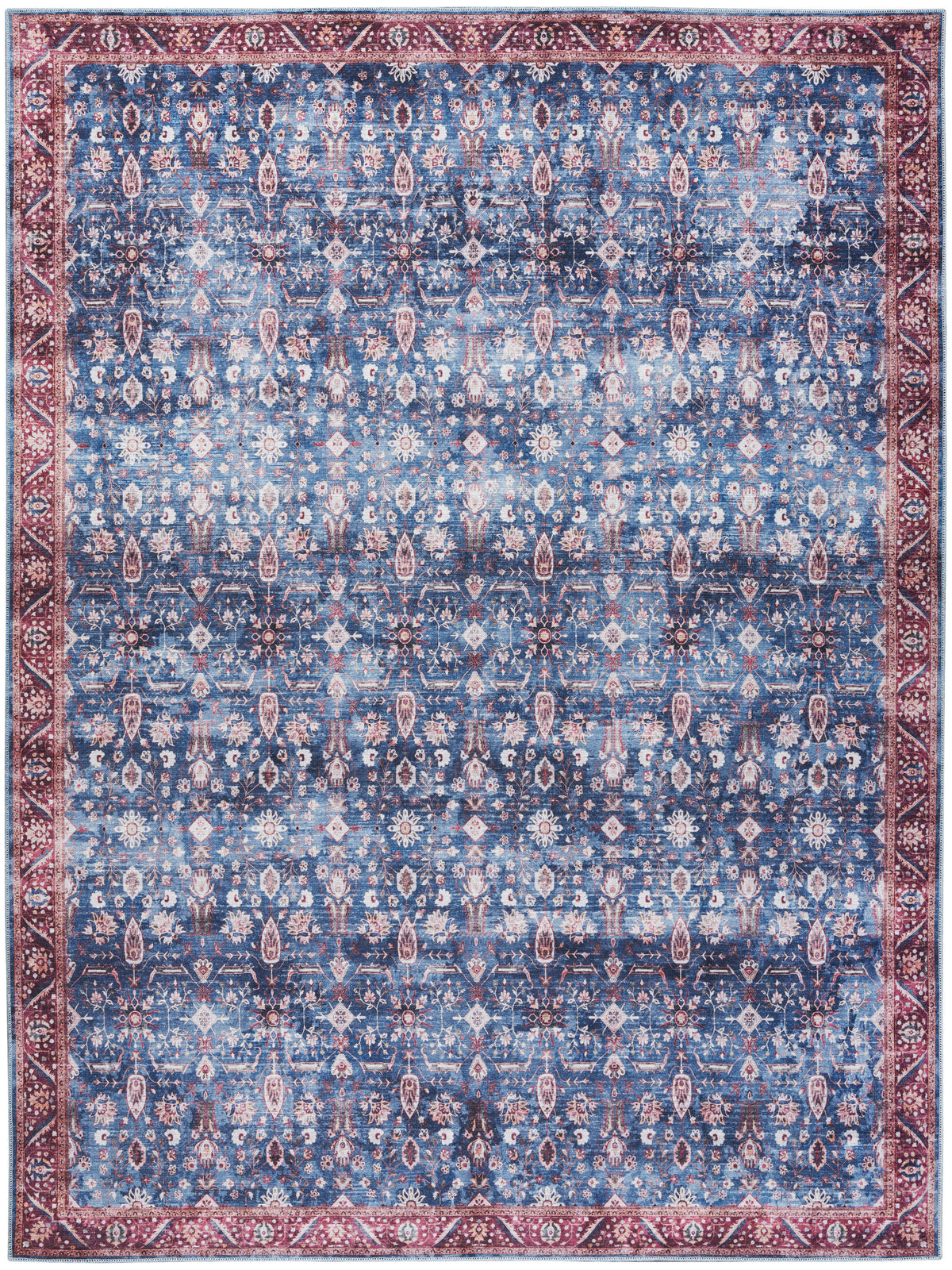 Nourison Home Grand Washables GRW06 Blue Brick Traditional Power-loomed Rug