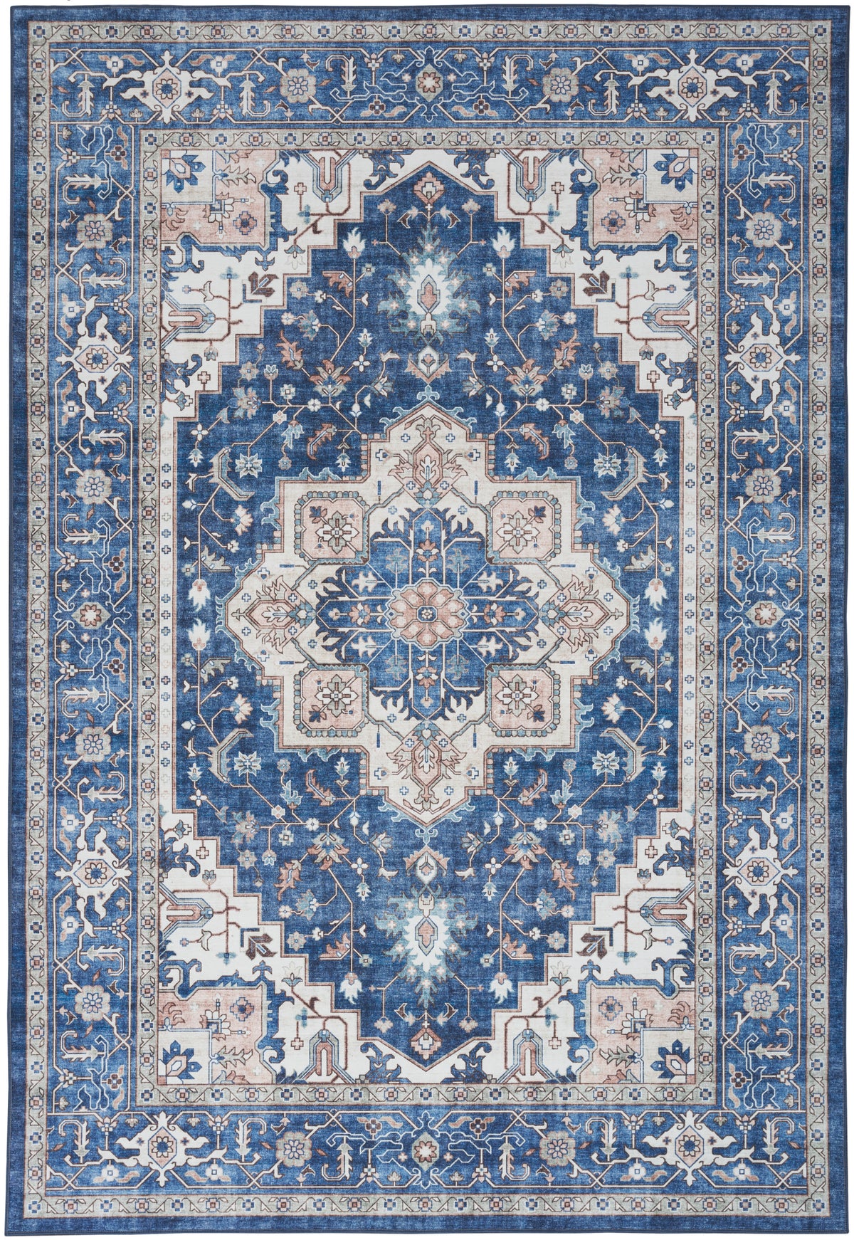 Nourison Home Fulton FUL10 Navy Ivory Traditional Power-loomed Rug