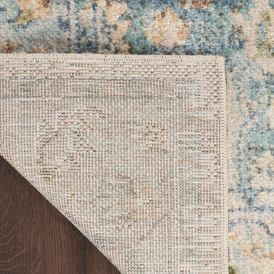 Nourison Home Astra Machine Washable Beige Blue Traditional