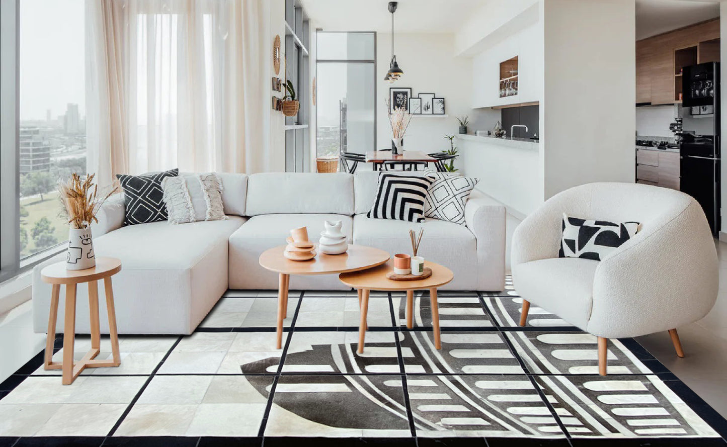 Artisan Olivia White Grey Modern Crafted Rug