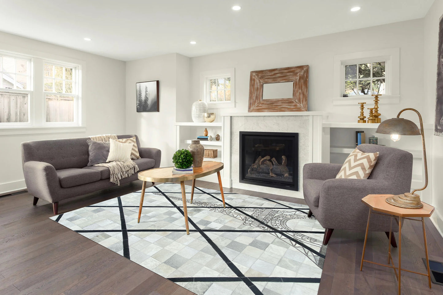 Artisan Olivia White Grey Modern Crafted Rug