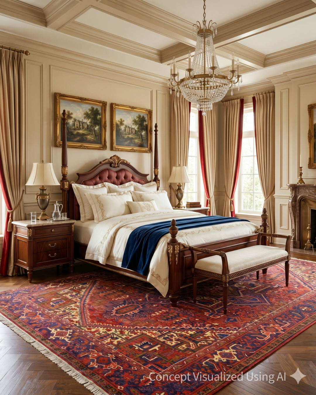 Artisan Persian Traditions Rust Brown Traditional Knotted Rug for Bedroom