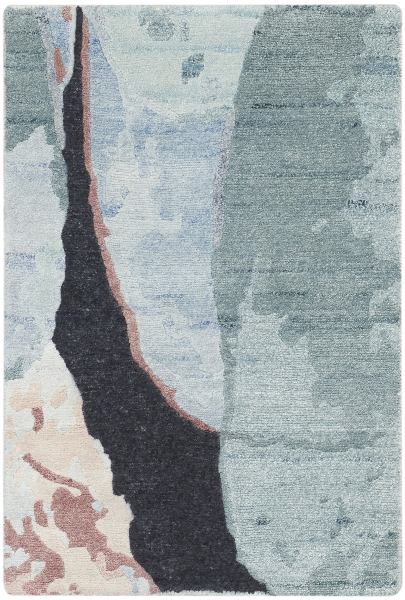 Nourison Home Silk Shadows SHA25 Blue Pink Contemporary Hand Knotted Rug