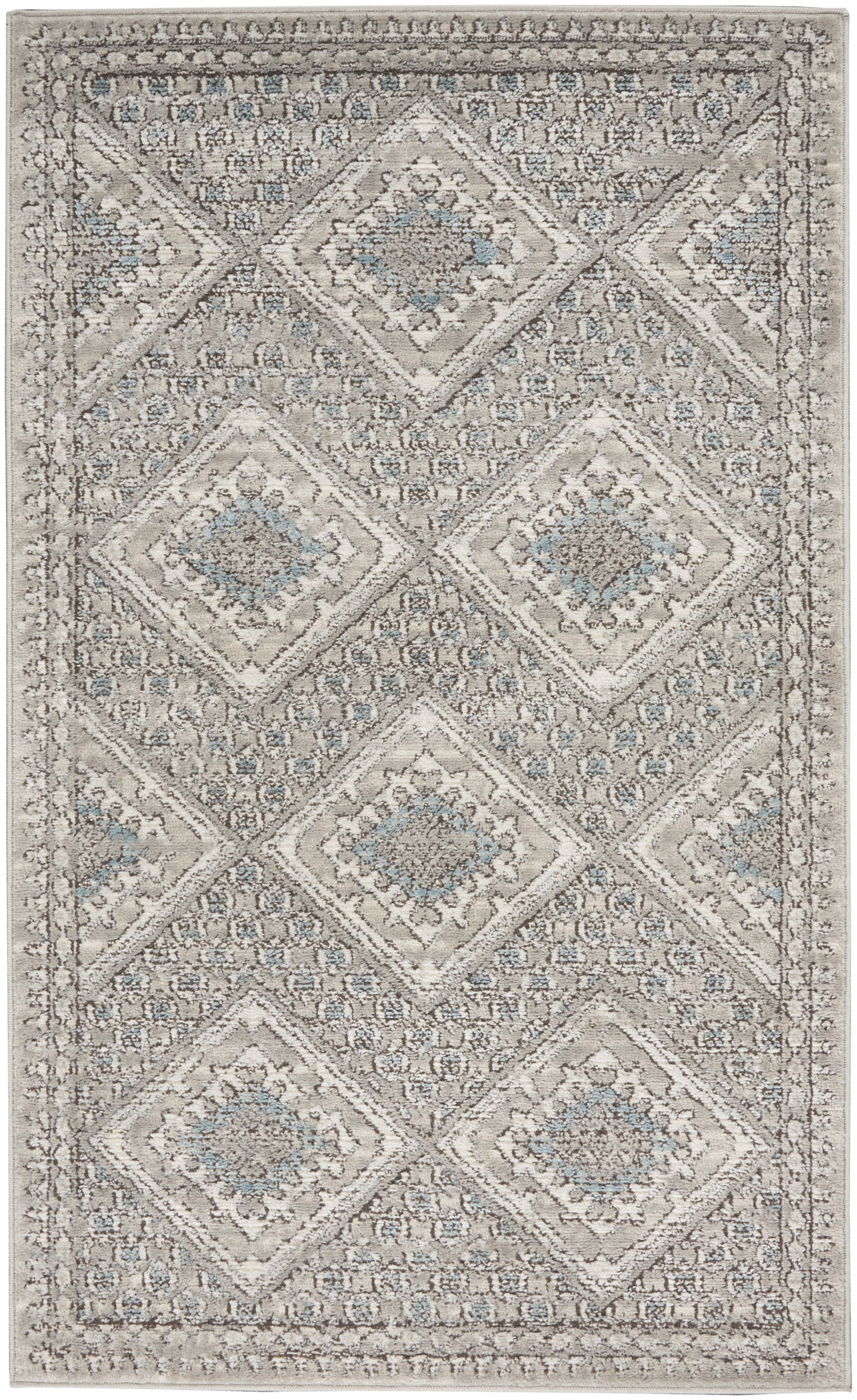 Nourison Home Quarry QUA16 Grey Ivory Blue Contemporary Power-loomed Rugs