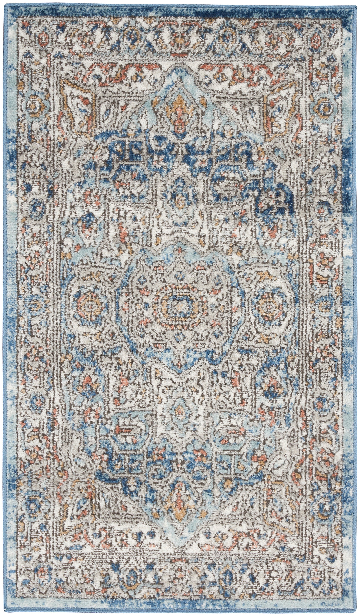 Nourison Home Quarry QUA11 Ivory Blue Traditional Power-loomed Rugs