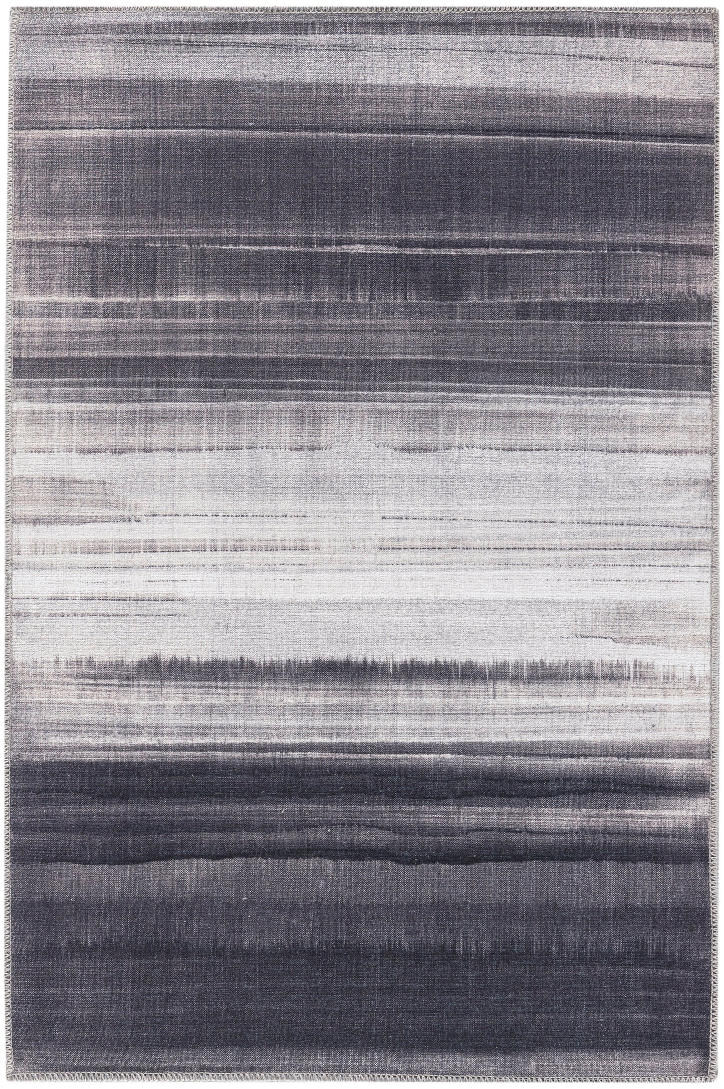 Calvin Klein Launder LDR01 Ivory Black Contemporary Power-loomed Rug