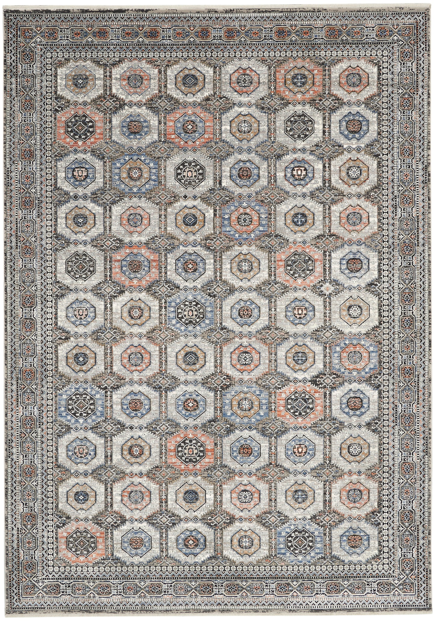 Nourison Home Starry Nights STN09 Grey Navy Traditional Loom-woven Rug