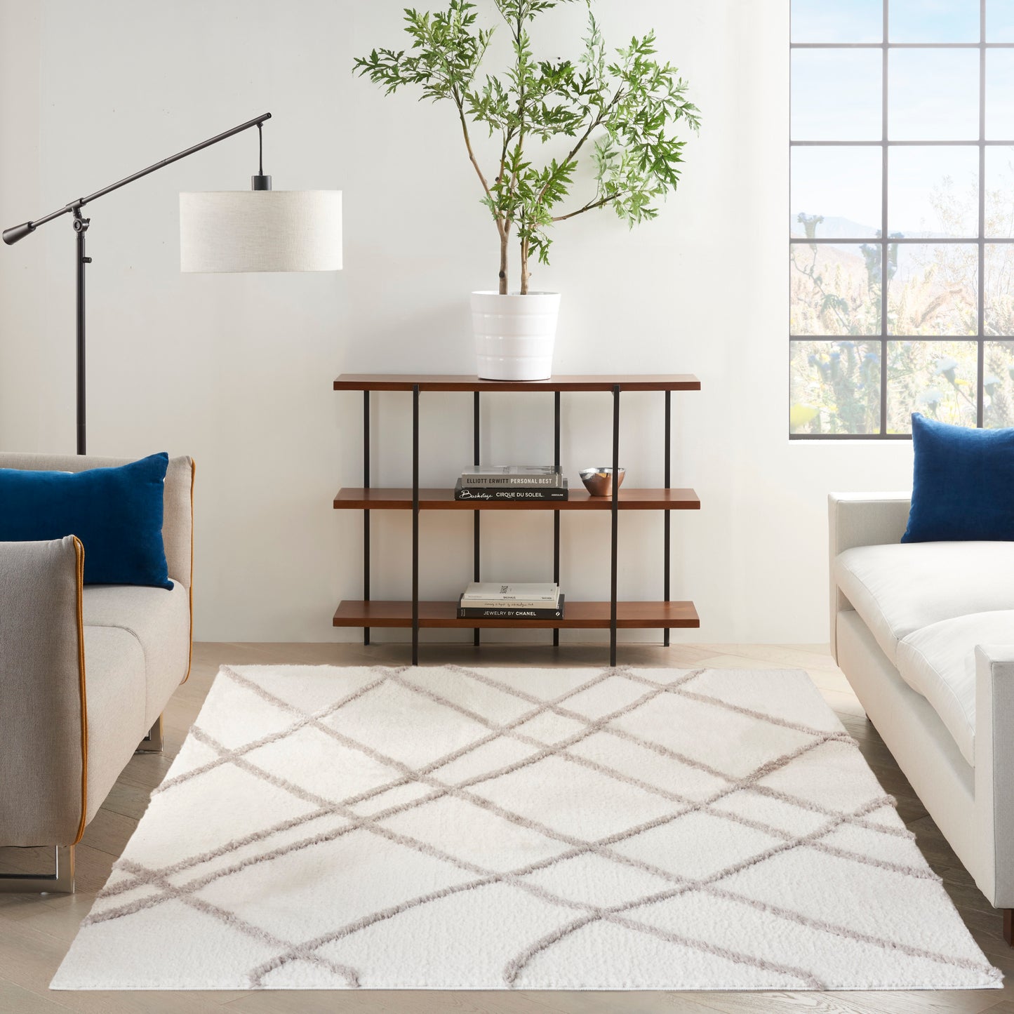Nourison Home Feather Soft Ivory Grey Contemporary