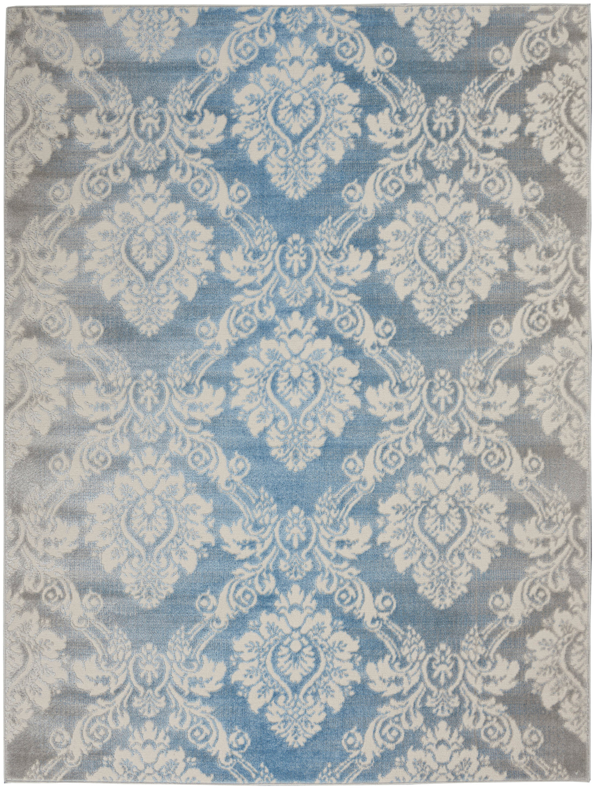 Nourison Home Elation ETN03 Ivory Blue Traditional Power-loomed Rug