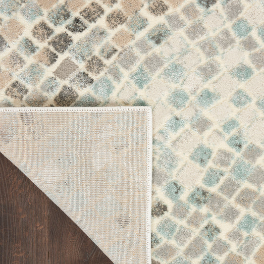 Nourison Home Marmara Ivory Teal Grey Contemporary