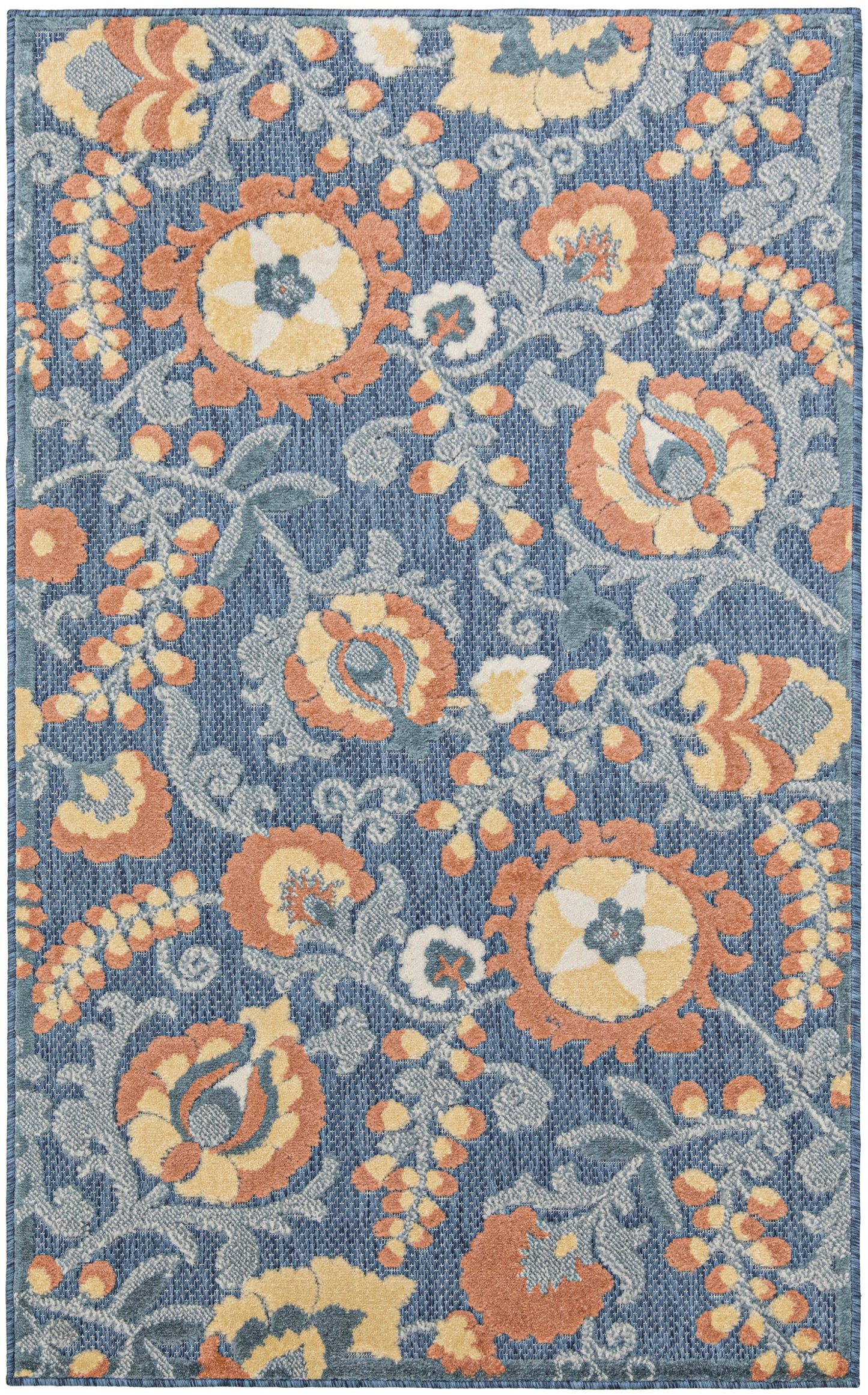 Nourison Home Aloha ALH17 Blue Rose Contemporary Power-loomed Rugs